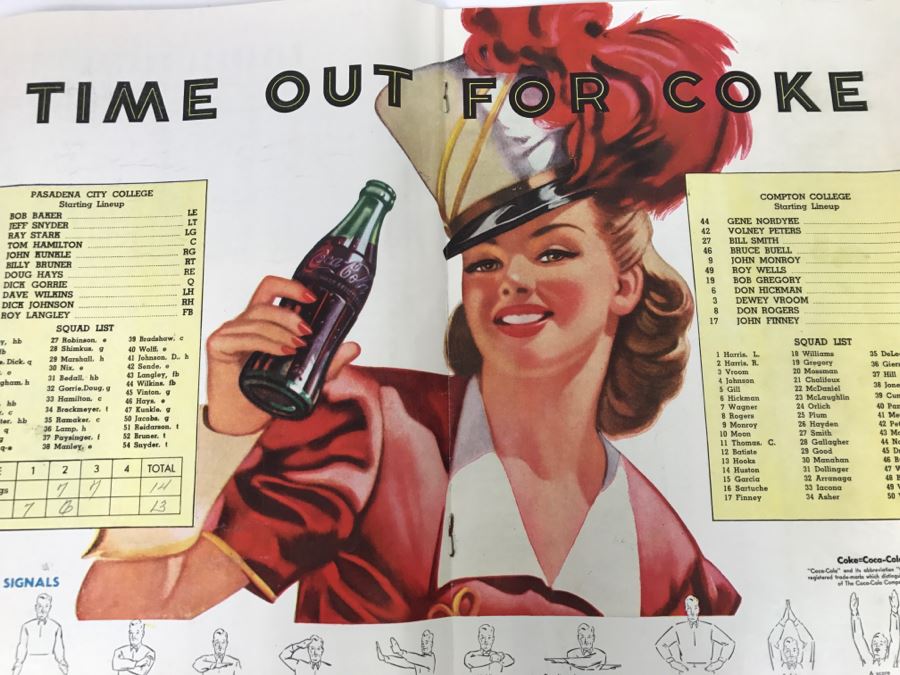 Vintage 1947 The Huddle Rose Bowl Pasadena Bulldogs Vs. Compton Tartars Official Football Program Vintage Coke Advertising [Photo 2]