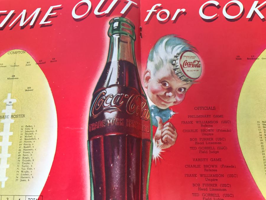 Vintage 1946 Compton Vs. Pasadena And 1947 Mt. Carmel Vs. St. Anthony's Official Souvenir Football Programs With Vintage Coke Advertising [Photo 8]