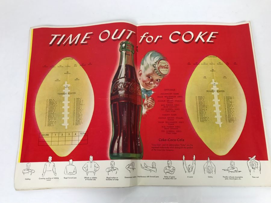 Vintage 1946 Compton Vs. Pasadena And 1947 Mt. Carmel Vs. St. Anthony's Official Souvenir Football Programs With Vintage Coke Advertising [Photo 2]