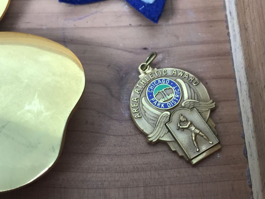 Vintage Cedar Box With Brass Accents Containing Various Collectibles Photographed See Photos [Photo 17]