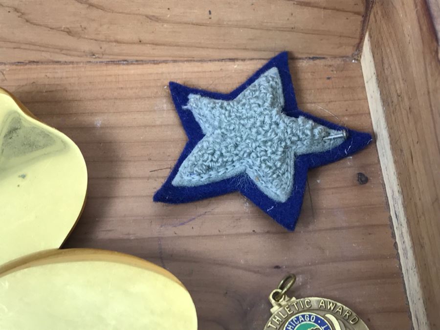 Vintage Cedar Box With Brass Accents Containing Various Collectibles Photographed See Photos [Photo 18]