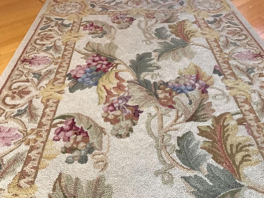 Vintage Hooked Rug With Grape Floral Patterns [Photo 7]