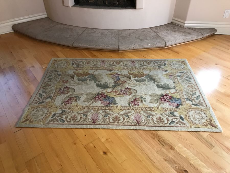 Vintage Hooked Rug With Grape Floral Patterns [Photo 3]