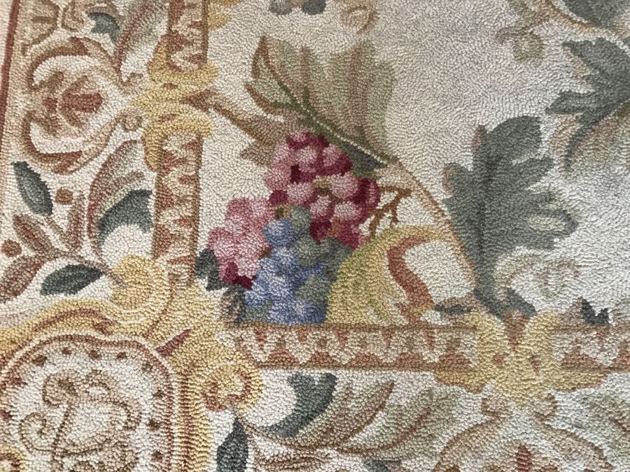 Vintage Hooked Rug With Grape Floral Patterns [Photo 6]