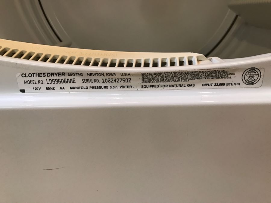MAYTAG Washer Model LAT9706AAE And Gas Dryer Model LDG9606AAE [Photo 10]