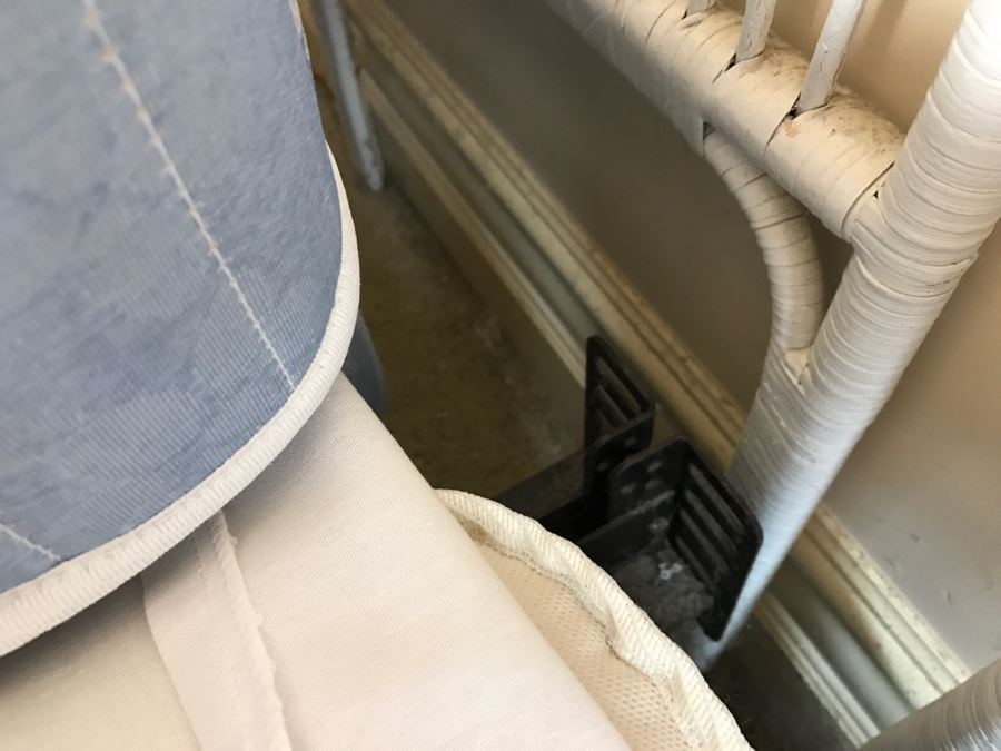 Pair Of Twin White Wicker Peacock Headboards With Mattress, Boxspring And Metal Bed Frames [Photo 11]