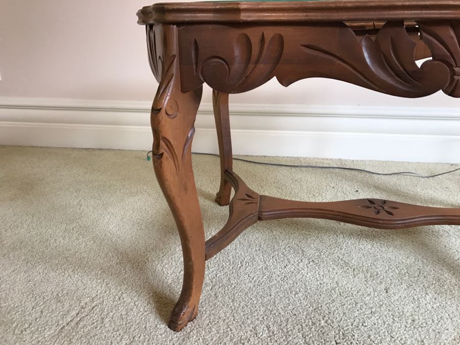 Vintage Wooden Glass Top Coffee Table [Photo 4]