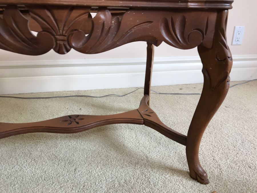 Vintage Wooden Glass Top Coffee Table [Photo 5]