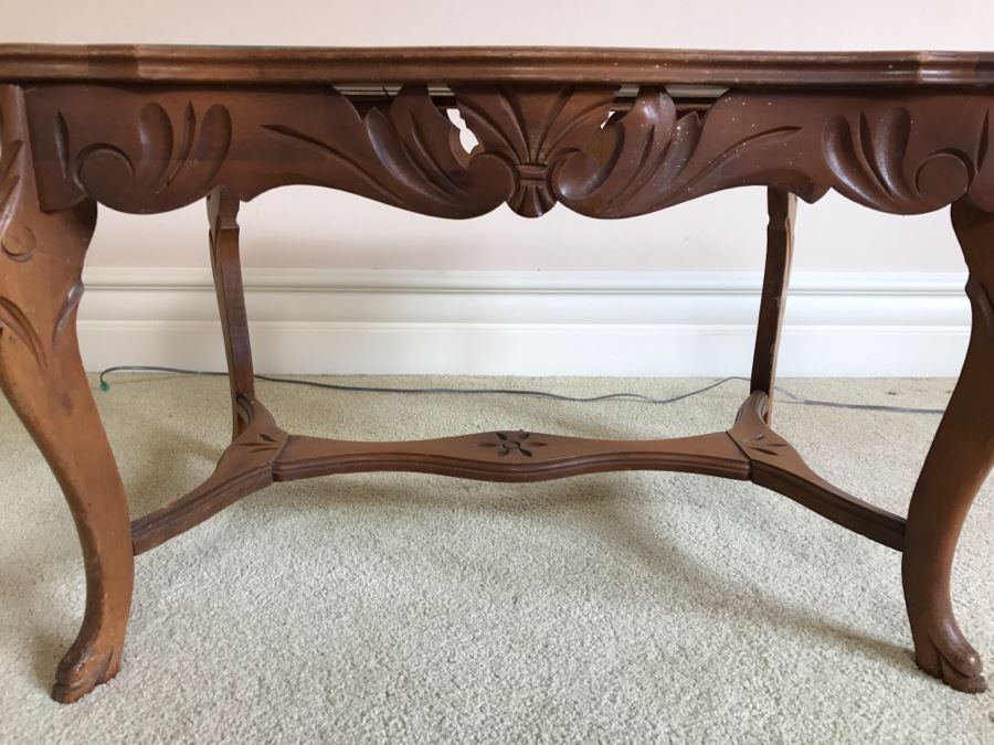 Vintage Wooden Glass Top Coffee Table [Photo 3]