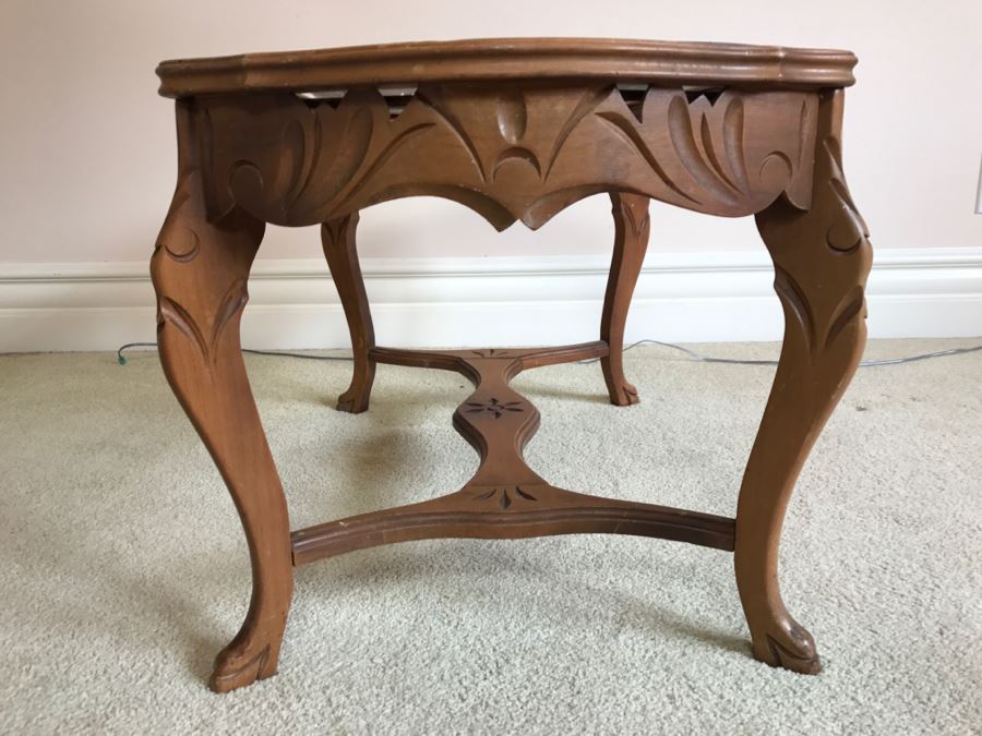 Vintage Wooden Glass Top Coffee Table [Photo 10]