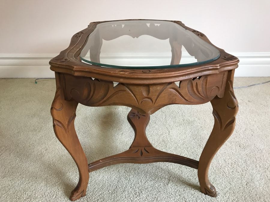 Vintage Wooden Glass Top Coffee Table [Photo 11]