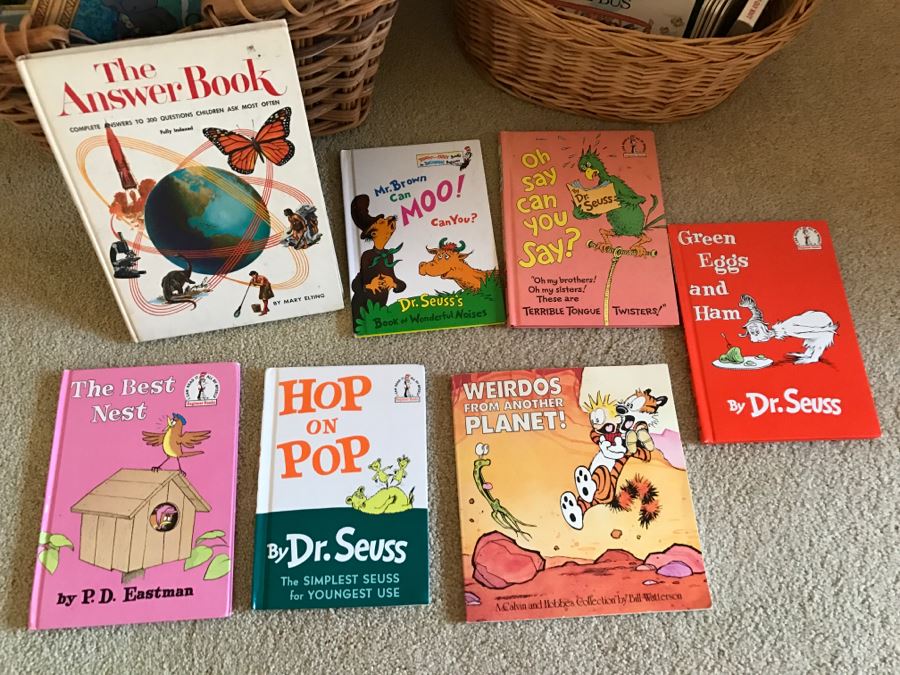 Kids Book Collection Includes Two Baskets And Various Book Titles Including Dr. Seuss [Photo 2]