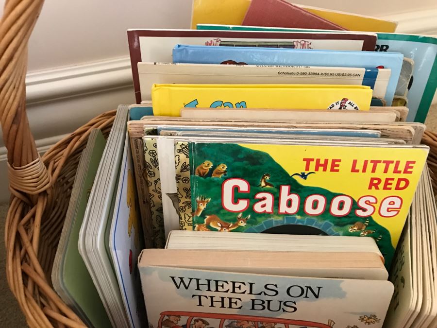 Kids Book Collection Includes Two Baskets And Various Book Titles Including Dr. Seuss [Photo 12]