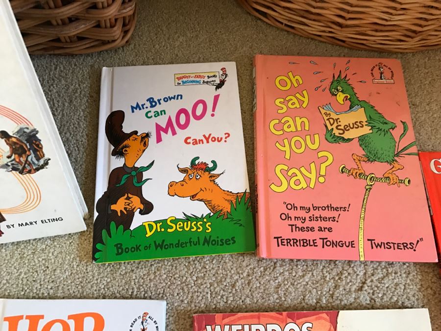 Kids Book Collection Includes Two Baskets And Various Book Titles Including Dr. Seuss [Photo 6]
