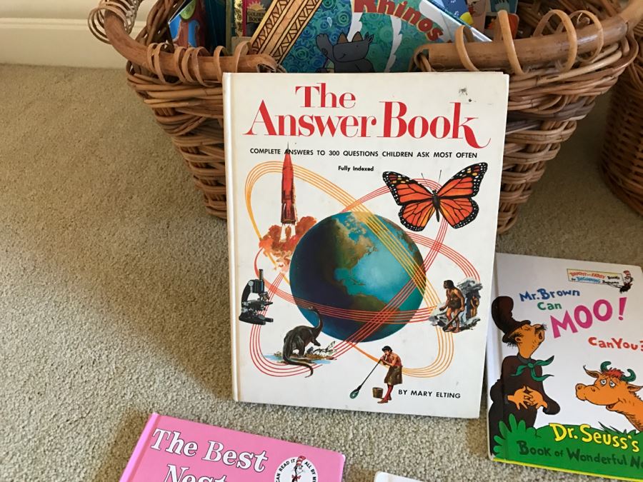 Kids Book Collection Includes Two Baskets And Various Book Titles Including Dr. Seuss [Photo 7]