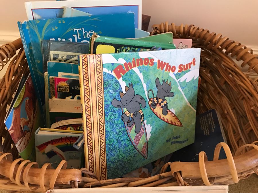 Kids Book Collection Includes Two Baskets And Various Book Titles Including Dr. Seuss [Photo 10]
