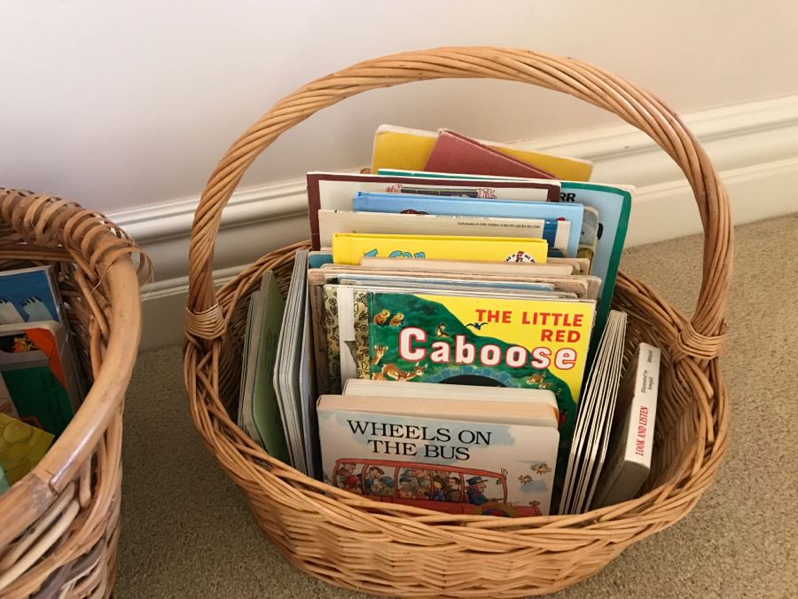 Kids Book Collection Includes Two Baskets And Various Book Titles Including Dr. Seuss [Photo 11]