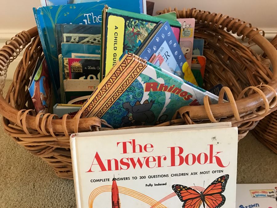 Kids Book Collection Includes Two Baskets And Various Book Titles Including Dr. Seuss [Photo 9]