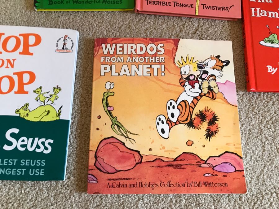 Kids Book Collection Includes Two Baskets And Various Book Titles Including Dr. Seuss [Photo 4]