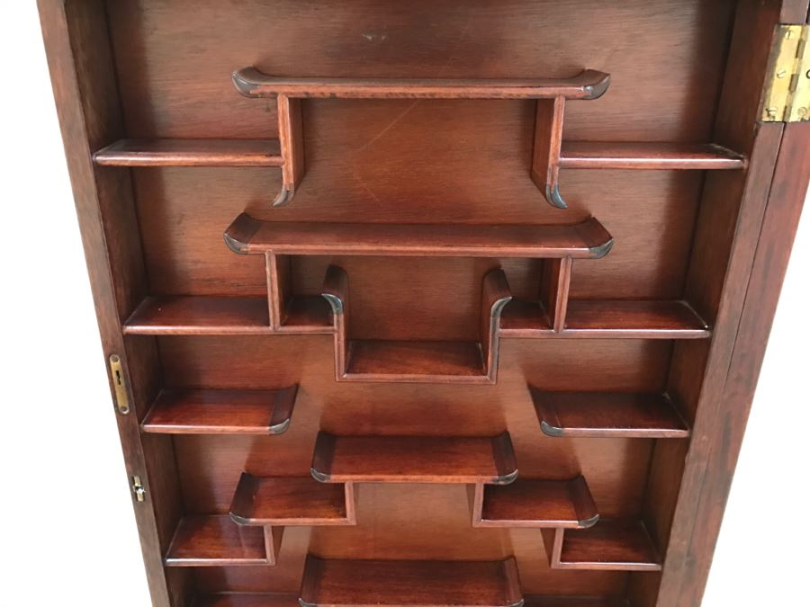 Huge Collection Of (21) Danbury Mint Pewter Classic Cars Of The World In An Asian Rosewood Hanging Display Box With Glass Front [Photo 4]