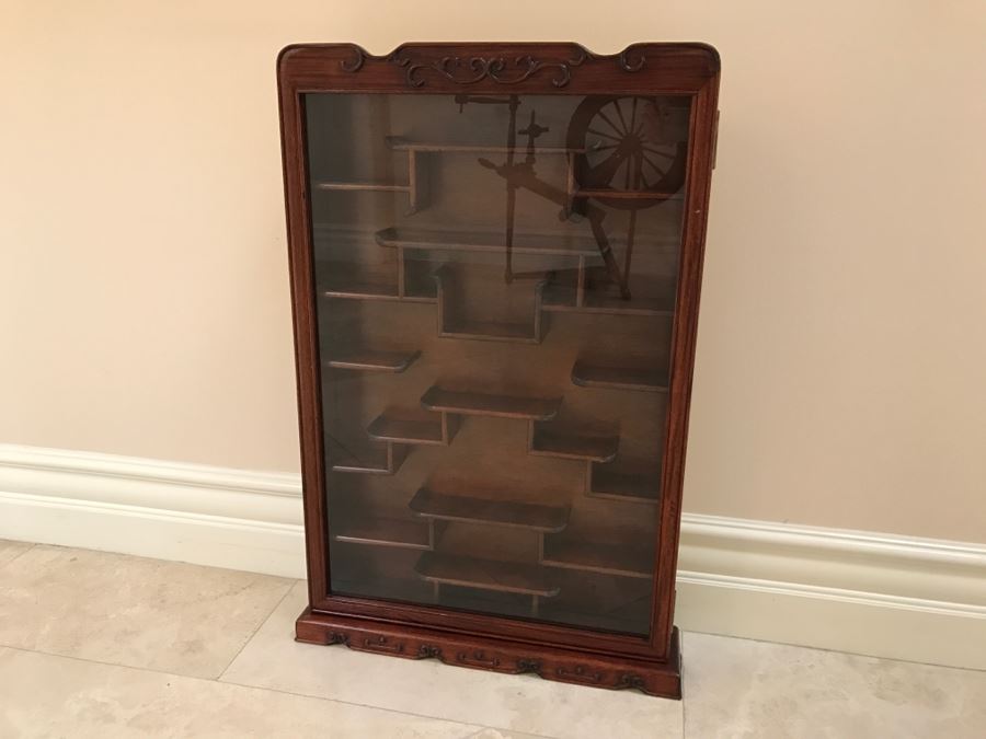 Huge Collection Of (21) Danbury Mint Pewter Classic Cars Of The World In An Asian Rosewood Hanging Display Box With Glass Front [Photo 3]