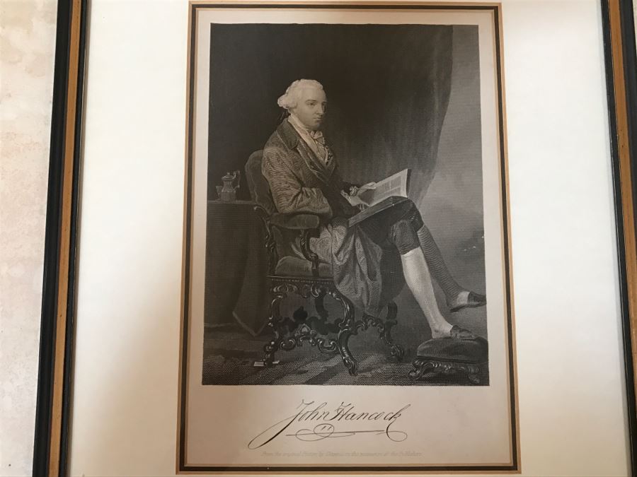 Vintage Framed John Hancock Engraving From The Original Picture By Chappel 11 X 8'