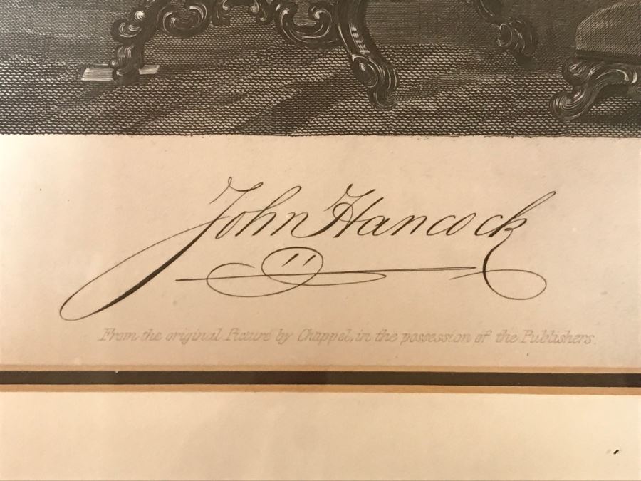 Vintage Framed John Hancock Engraving From The Original Picture By Chappel 11 X 8' [Photo 7]