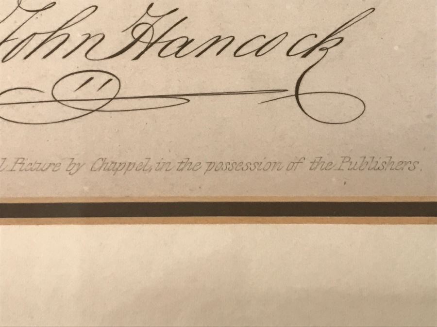 Vintage Framed John Hancock Engraving From The Original Picture By Chappel 11 X 8' [Photo 9]