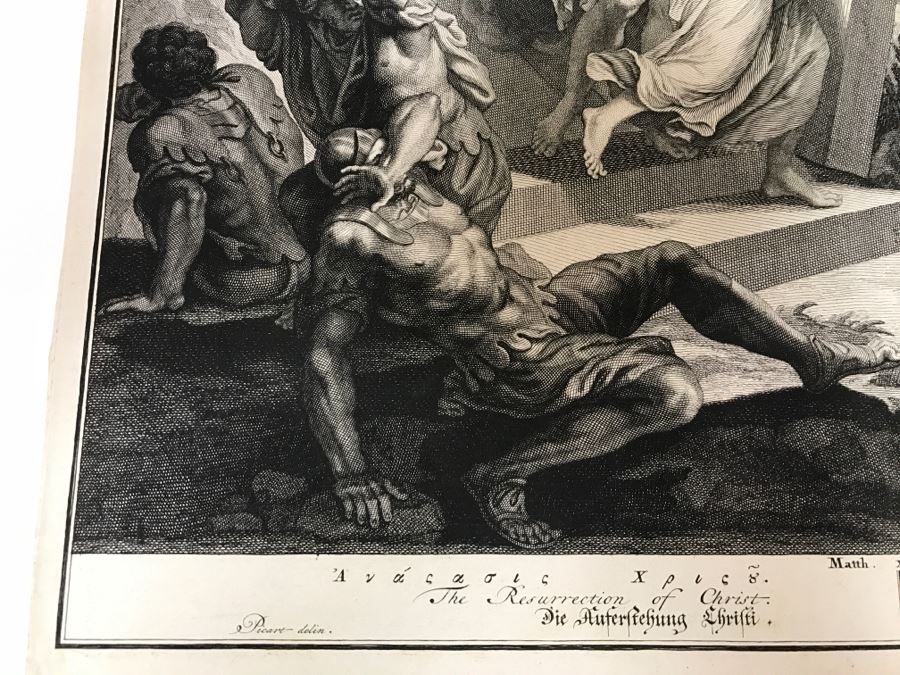 Antique Engraving 'The Resurrection Of Christ' Drawing By Picart Engraving By Broen 17 1/4 X 14 1/8' [Photo 12]