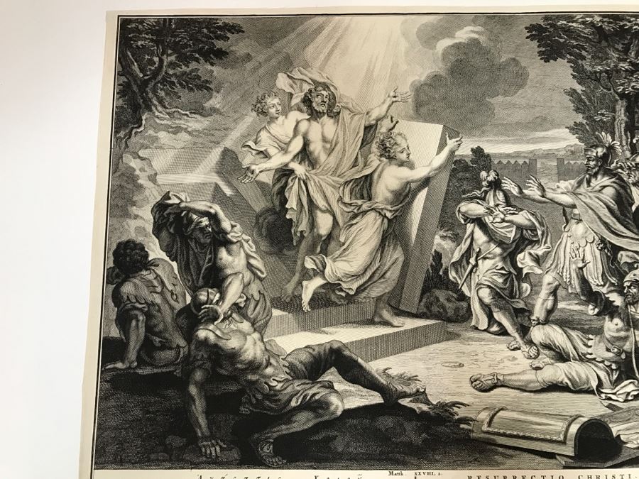 Antique Engraving 'The Resurrection Of Christ' Drawing By Picart Engraving By Broen 17 1/4 X 14 1/8' [Photo 4]