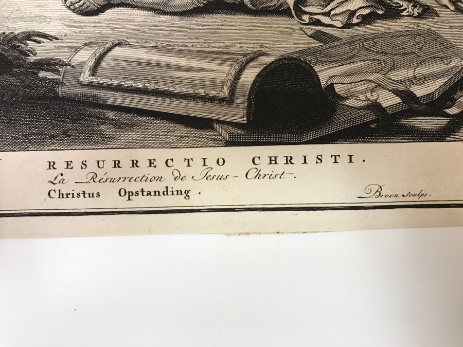Antique Engraving 'The Resurrection Of Christ' Drawing By Picart Engraving By Broen 17 1/4 X 14 1/8' [Photo 13]
