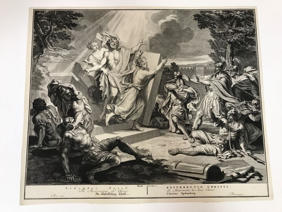 Antique Engraving 'The Resurrection Of Christ' Drawing By Picart Engraving By Broen 17 1/4 X 14 1/8' [Photo 1]