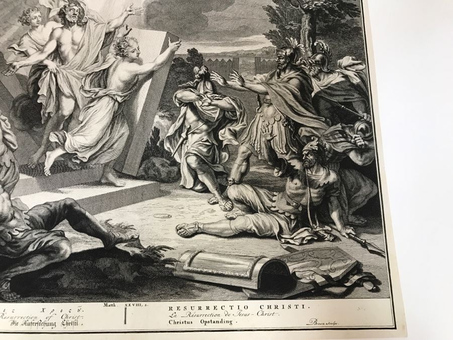 Antique Engraving 'The Resurrection Of Christ' Drawing By Picart Engraving By Broen 17 1/4 X 14 1/8' [Photo 9]