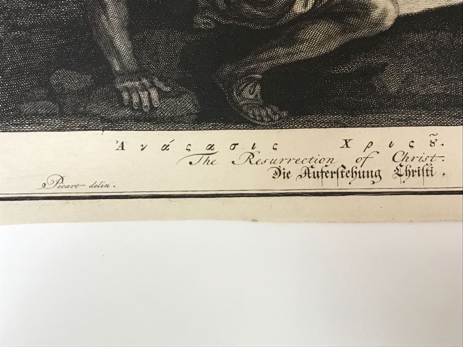 Antique Engraving 'The Resurrection Of Christ' Drawing By Picart Engraving By Broen 17 1/4 X 14 1/8' [Photo 16]
