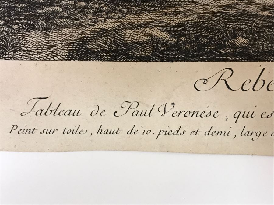 Antique Engraving Of Paolo Paul Veronese Painting Rebecca Engraving By Jean Moyreau (1690-1762) [Photo 17]