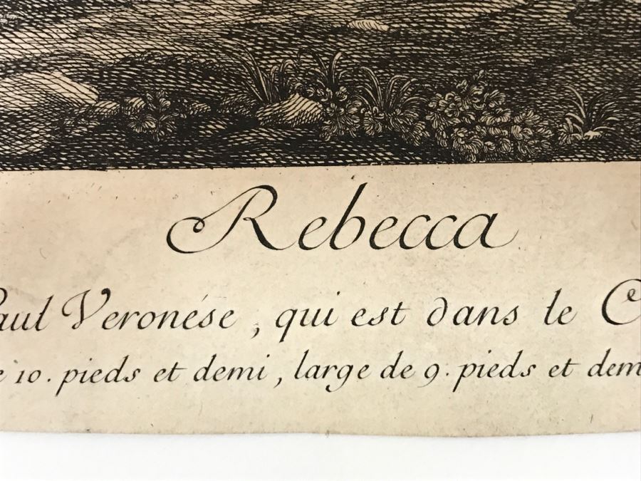 Antique Engraving Of Paolo Paul Veronese Painting Rebecca Engraving By Jean Moyreau (1690-1762) [Photo 16]
