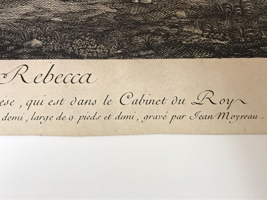 Antique Engraving Of Paolo Paul Veronese Painting Rebecca Engraving By Jean Moyreau (1690-1762) [Photo 18]