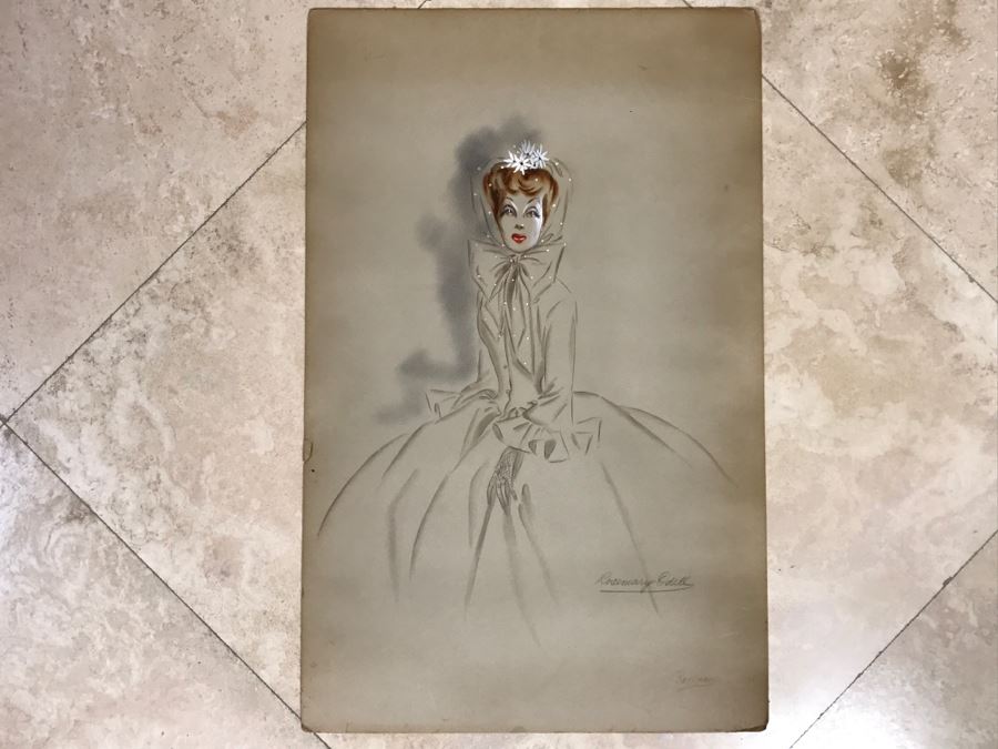 Rosemary Odell Original Costume Sketch Signed