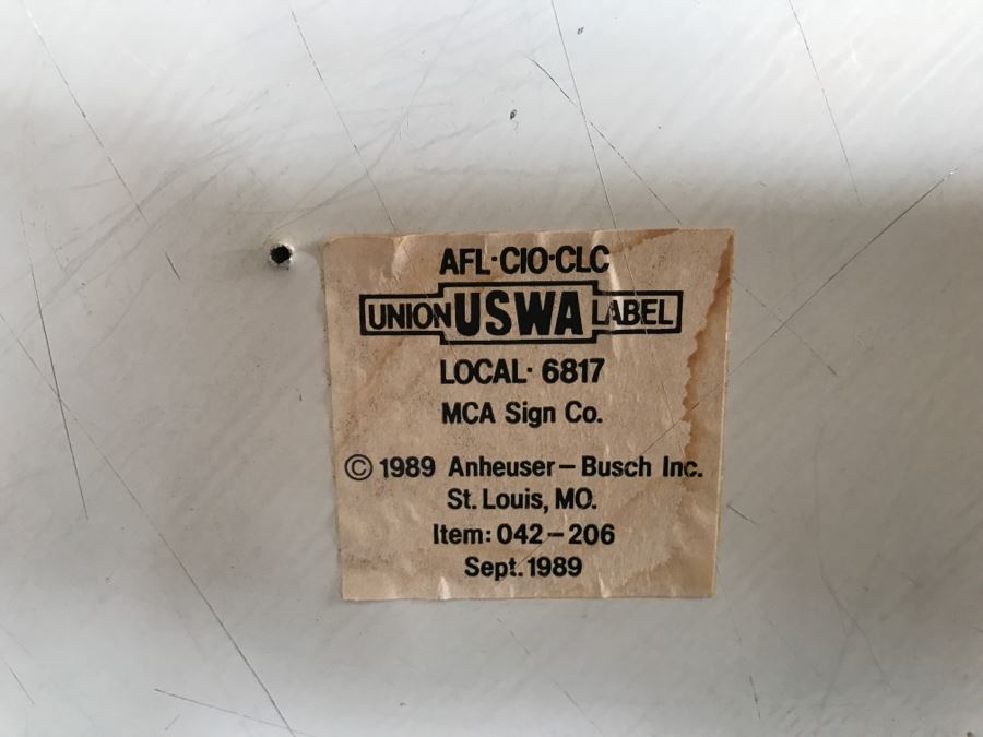 Vintage 1989 Budweiser Beer King Of Beers Texas Official Bar Metal Litho Advertising Sign 1'11' X 1'11' [Photo 7]