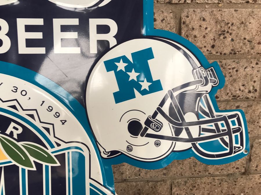 Vintage 1993 Lite Beer NFL Football Super Bowl XXVIII Sun, Jan 30, 1994 Georgia Dome, Atlanta Official Bar Metal Litho Advertising Sign 3'1' X 2'8' [Photo 5]