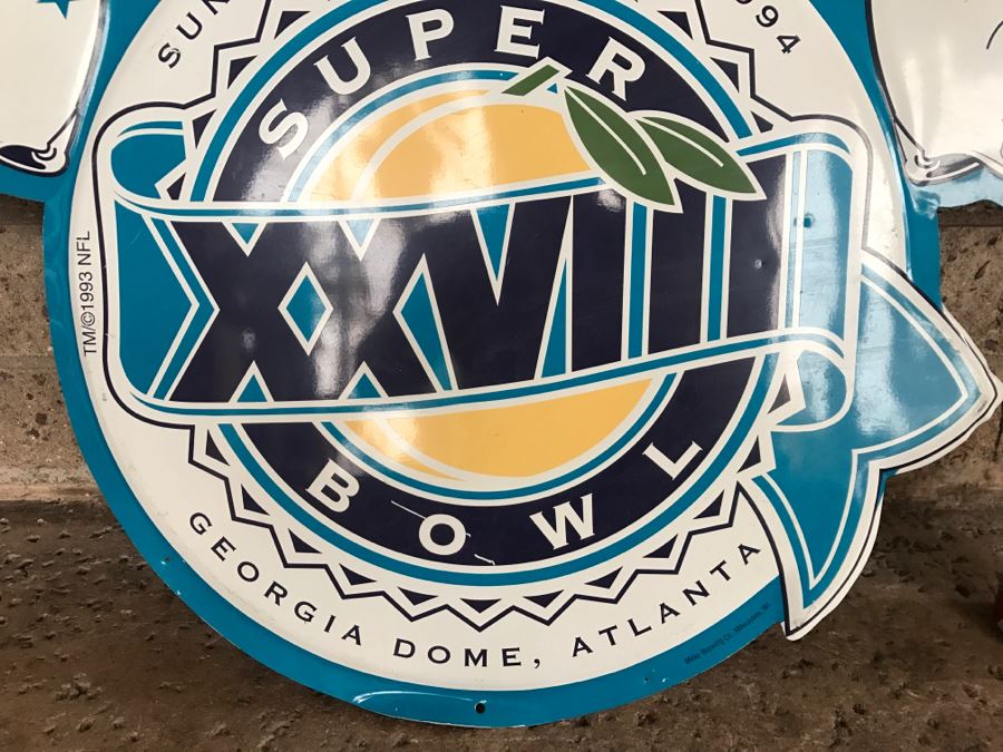 Vintage 1993 Lite Beer NFL Football Super Bowl XXVIII Sun, Jan 30, 1994 Georgia Dome, Atlanta Official Bar Metal Litho Advertising Sign 3'1' X 2'8' [Photo 7]