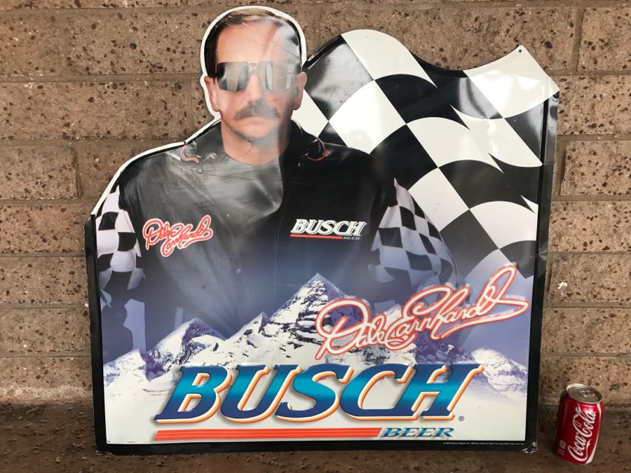 Vintage 1999 Annheuser Busch Beer NASCAR Dale Earnhardt Official Bar Metal Litho Advertising Sign 2'7' X 2'6' [Photo 2]