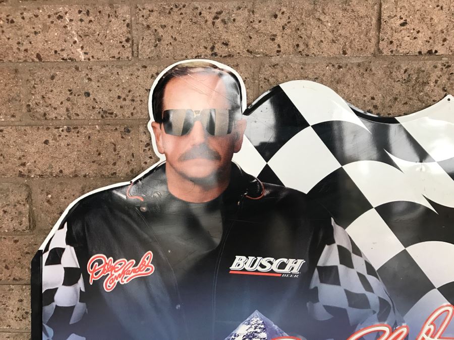 Vintage 1999 Annheuser Busch Beer NASCAR Dale Earnhardt Official Bar Metal Litho Advertising Sign 2'7' X 2'6' [Photo 3]