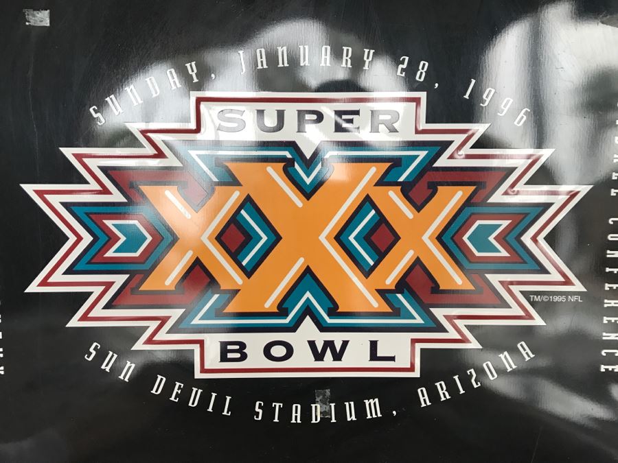 Vintage 1995 Miller Lite Beer NFL Football Super Bowl XXX Jan 28, 1996 Sun Devil Stadium, Arizona Official Bar Metal Litho Advertising Sign 2'7' X 3'1' [Photo 4]