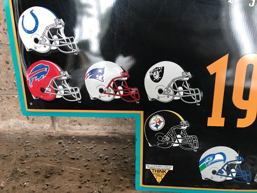 Vintage 1995 Miller Lite Beer NFL Football Super Bowl XXX Jan 28, 1996 Sun Devil Stadium, Arizona Official Bar Metal Litho Advertising Sign 2'7' X 3'1' [Photo 12]