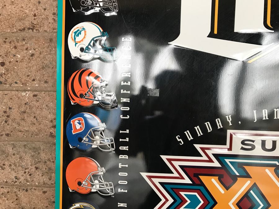 Vintage 1995 Miller Lite Beer NFL Football Super Bowl XXX Jan 28, 1996 Sun Devil Stadium, Arizona Official Bar Metal Litho Advertising Sign 2'7' X 3'1' [Photo 14]