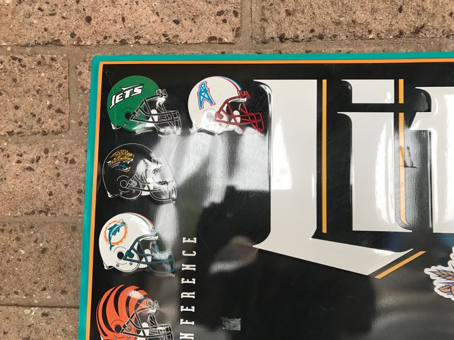 Vintage 1995 Miller Lite Beer NFL Football Super Bowl XXX Jan 28, 1996 Sun Devil Stadium, Arizona Official Bar Metal Litho Advertising Sign 2'7' X 3'1' [Photo 15]