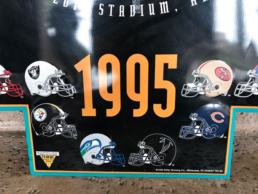 Vintage 1995 Miller Lite Beer NFL Football Super Bowl XXX Jan 28, 1996 Sun Devil Stadium, Arizona Official Bar Metal Litho Advertising Sign 2'7' X 3'1' [Photo 10]