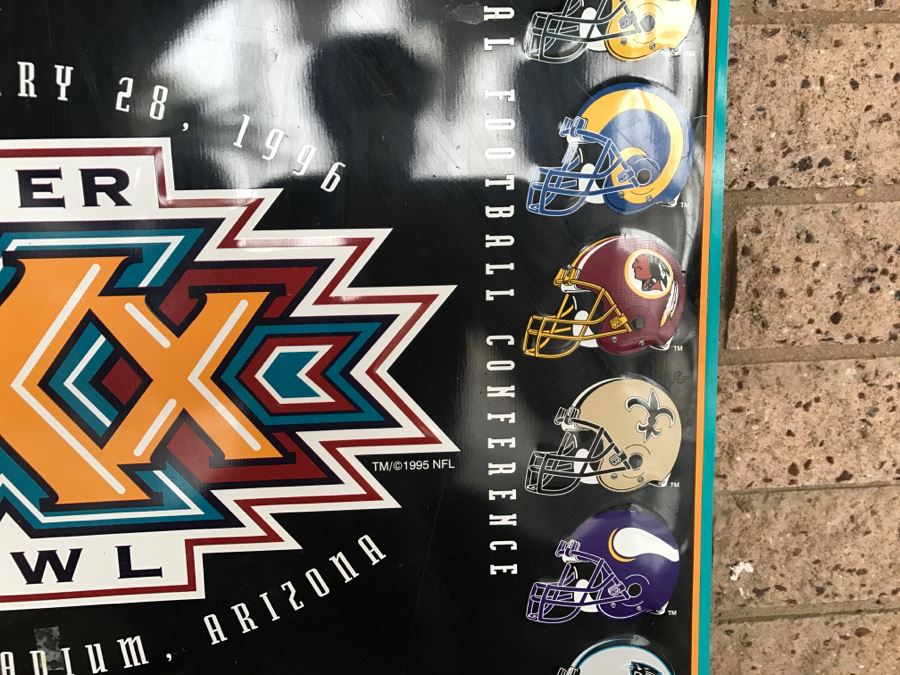 Vintage 1995 Miller Lite Beer NFL Football Super Bowl XXX Jan 28, 1996 Sun Devil Stadium, Arizona Official Bar Metal Litho Advertising Sign 2'7' X 3'1' [Photo 7]