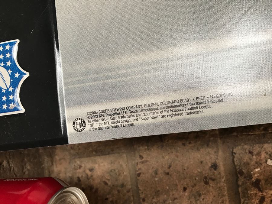 Vintage 2003 Coors Light Official Beer Sponsor NFL Football Super Bowl XXXVIII Here's To The Super Bowl Official Bar Metal Litho Advertising Sign 2'7' X 2'7' [Photo 6]